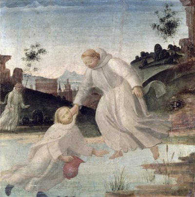 Scenes from the Life of St. Benedict: Maurus, on the Instruction of St. Benedict, Pulls Placidus from the Lake, c.1488 by Bartolomeo di Giovanni